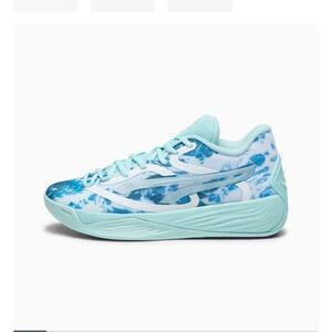 PUMA‎ Stewie 2 Mid Tops, Water Design, Aqua Blue And White, Women's Size 9, 🏀